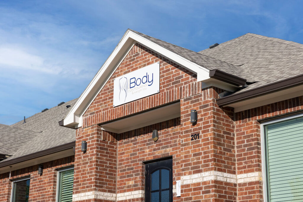 The Frisco Body Contouring building on the day that a patient is coming in for laser pigmentation treatment.